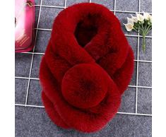 Beiersi Damen Winter Schal Fuchspelz Kragen Pelzkragen Warm Schal (Wein-rot)