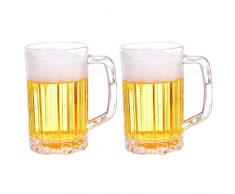 Ruesious Bierkrug 0.5l 2 Stück - Bierkrug Geschenk zum Geburtstag Geschenkidee - Deutscher Krug, Biergefäß aus Plastik