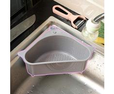 1 Stück Waschbecken Filterablage Dreieck-Lagerregal 23x14x10cm - Seiher Sieb Set Klappbar Abtropfsieb über die Spüle Vegtable/Obst Küche Sieb Teesieb mit ausziehbaren Griffen AMhomely® (Grau)