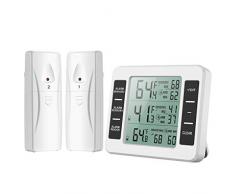 Brifit Kühlschrank Thermometer, Digital Gefrierschrank Thermometer, Kühlschrankthermometer Wireless Digitales Thermometer mit 2 Sensoren, MIN/MAX, Temperatur Alarm, Perfekt für Hause, Bars, Cafes