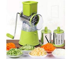 XZLX Rotary Käsereibe, Küche Mandolinist Gemüsehobel Mit 3 Wechselklingen, Leicht Zu Reinigen Rotary Grater Slicer Für Obst, Gemüse,Grün