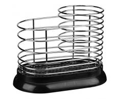 KADAX Besteckhalter aus Metall, Utensilienhalter für Küche, Besteck, Spüle, Küchenutensilienhalter mit Untersatz aus Kunststoff, Besteck-Abtropfkorb, Besteckständer, Besteckkorb