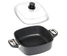 AMT Eckpfanne 26x26 cm mit Deckel Aluguss antihaftbeschichtet PFOA frei Höhe 8 cm - ohne Induktion