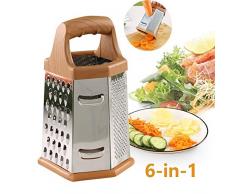 CRZJ Mandolinenschneider, Verstellbarer Gemüseschneider, Multireibe Küchenreibe mit 6 verschiedenen Reibeflächen, Sechskantreibe Gemüsereibe