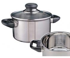 Gravidus Edelstahl Fleischtopf Kochtopf Induktion mit Glasdeckel Ø 16 cm