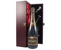 Taittinger Brut Millésimé Vintage Champagne 2013 in einer mit Seide ausgestatetten Geschenkbox. Da zu vier Wein Zubehör, Korkenzieher, Giesser, Kapselabschneider,Weinthermometer, 1 x 750ml