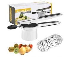 LinStyle Kartoffelpresse Edelstahl Rostfrei, Professionell Spätzlepresse -Kartoffelstampfer mit 3 Lochscheiben für Kartoffelpüree, Obstsäfte, Gemüsebrei, Größe 29,5 x 8 x 9,5 cm