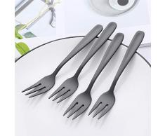 18/10 Rostfreier Stahl Kuchen Gabel 3 Zinken Obst Gabel, Bisda 8-teilig Schwarz Gabeln Satz Spiegelpolitur ideal für Hochzeitsfest Dessert