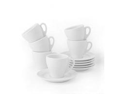 Holst Porzellan IT 001 FA4 Mokka/Espresso-Set Italiano 0,08 l mit UTT 111, 12-teilig für 6 Personen, Porzellan, weiß