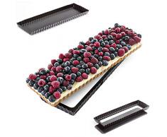 Tarteform mit Hebeboden 35 x 11 cm Metall Rechteckig Quicheform Kuchenform Backform Backblech Backofenblech Ofenblech Schwarz von 0 bis 280° Celsius