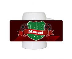 Fußball-Bierkrug mit Namen Manuel und schönem Fußball-Wappen - Fan-Bierkrug personalisiert - Deutschland-Krug - Bierhumpen