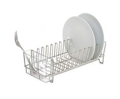 mDesign Abtropfgestell für die Küchenspüle – Abtropfgitter mit Besteckhalter zum Trocknen von Gläsern, Besteck, und Tellern, – platzsparende Geschirrablage aus Metall und Kunststoff – silber