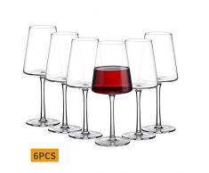 Amisglass Kristall-Weingläser, bleifrei, transparent, klassisches Design, perfekt für Rotweine und Weißweine, Kristallglas, Reine Stielglas-Kollektion, Cabernet-Rotweingläser, 6er-Set 500 ml…