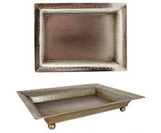 Orientalisches eckiges Tablett Schale aus Metall Genna 24cm groß Silber | Orient Dekoschale mit hoher Rand | Marokkanisches Serviertablett Eckig | Orientalische Silberne Deko auf dem gedeckten Tisch