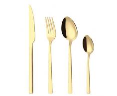 PHILIPALA Besteck Set, bestecks Set 24-teilig,Besteck Set 6 Personen, Spiegelpoliert, Spülmaschinenfest,ideal für Haus, Küche, Restaurant, Hochzeitsfeste mit Geschenkbox,Gold