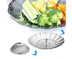 Ecooe Edelstahl Dampfgarer Einstellbar Dünsteinsatz (15.5cm-27cm) Dämpfeinsatz für Kochtöpfe