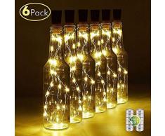 P12cheng Flaschenkork-Lichter, 2 m, 20 LEDs, Flaschenkorken, Weinverschluss, für Hochzeit, Party, Festival, Weihnachtsdekoration, 6 Stück, Plastik, 6 Stück
