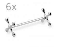 EDZARD 6er Set Messerbank Kreuz, Länge 7 cm, edel versilbert, anlaufgeschützt