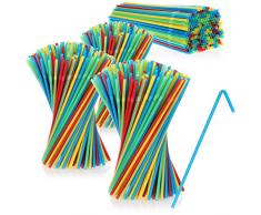 COM-FOUR® 1000x Flexible Trinkhalme - Knick-Strohhalme aus Kunststoff - Kunststoffröhrchen in bunten Farben (1000 Stück - bunt)
