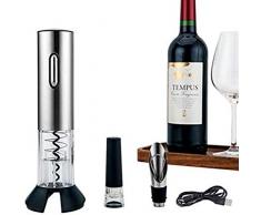 Elektrischer Korkenzieher aus Edelstahl Elektrischer Weinöffner Schnurloses Weinflaschenöffnerset mit Folienschneider und Weinausgießer für Zuhause, Weingut, Party, Bar und als Geschenk