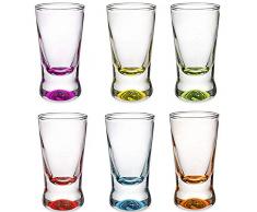 Shotgläser Set 6 Teilig bunt Schnapsgläser 2,5cl Tequilagläser Wodkagläser Pinnchen aus Glas