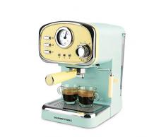 GOURMETmaxx Elektrische Siebträger Espressomaschine, Analoge Temperaturanzeige, Mit Tassenwärmer und Michaufschäumer (Retro-Design, 1100 Watt)
