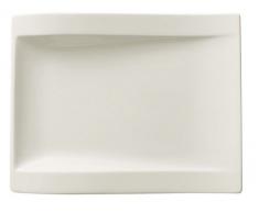 Villeroy & Boch NewWave rechteckiger Frühstücksteller, Porzellanteller, für kleinere Speisen, spülmaschinen- und mikrowellengeeignet, weiß, 26 x 20 cm