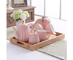 LLDKA Englisch Porzellan Espresso-Service mit Kaffeetasse und Gold-Sattel 180 ml,Rosa