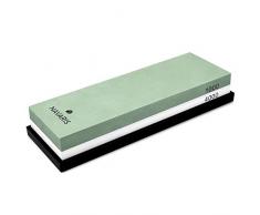 Navaris Doppelseitiger Messer Wetzstein mit 1000/4000 Körnung - 2in1 Messer Schleifstein mit Silikon Halter für rutschfestes Schärfen - Abziehstein