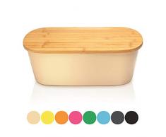 bambuswald© Brotbox mit integriertem Schneidebrett 38x21,5x12 cm - Brotdose | Brotkasten für Croissants, Brot o. Brötchen | Brotbehälter mit Küchenbrett | Brotbrett Natur