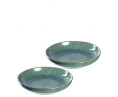 Leonardo Teller Matera 2-er Set, 20,7 cm, 2 tiefe Keramik Teller, spülmaschinengeeignet, mit Glasur, grün, 026987