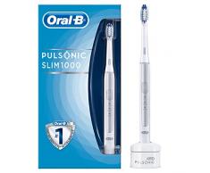 Oral-B Pulsonic Slim 1000 elektrische Schallzahnbürste, mit Timer und Aufsteckbürste, silber