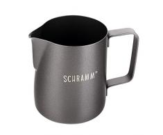 Schramm® Milchkännchen Milchkanne in schwarz oder grau Edelstahl 350ml Milch aufschäumen Krug Aufschäumkännchen mit Baristastift, Farbe:schwarz