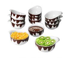 MamboCat Blob Schokofondue Set - 12x Schalen I Ø 9,5 cm I 150 ml I geschmolzenes Schokoladen-Dekor I Keramik-Schälchen I Fondue Bowls I Fondue - Zubehör