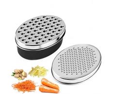 THREEMAO Käsereibe mit Frischhaltedose und Deckel, Gemüsehacker ， Häcksler für Käse & Gemüse (Schwarz)