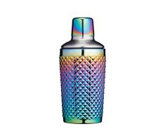 Kitchen Craft BarCraft Verzierter Boston Cocktail Shaker, 300 ml Schillerndes Finish mit Regenbogenschimmer, Glas, Mehrfarbig, 8 x 8 x 17.5 cm