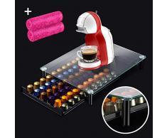 Masthome Nespresso Kaffee-Kapselhalter zur Aufbewahrung von 60 Kapseln in einem Stapelständer - Anti-Vibration mit Glass Oberfläche - Ständer mit netzförmigen Fächern