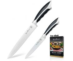 ROSMARINO Profi Küchenmesser 20,5 cm und Gemüsemesser 12,7 cm - 2 Pack - Allzweckmesser; Kochmesser, Fleischmesser, Obstmesser, Spickmesser, Chefmesser
