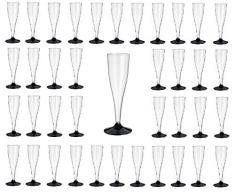 Gastro-Bedarf-Gutheil 60 Plastik Sektgläser mit Füllstrich 0,1 l Sektflöten Sektglas Champagner Sekt Einweg Polterabend Sektempfang Sektkelch Proseccoglas