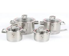 K&H® Unique Topfset, Glasdeckel, Induktionsgeeignet, Stieltopf, Edelstahl rostfrei 18/10 poliert (4-teilig 505)