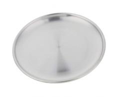 T TOOYFUL Edelstahl Rund Platte BBQ Grill Serviertablett Servierplatte für Reise Camping Outdoor - 23 cm