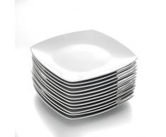 MALACASA, Serie Julia, 12 TLG. Set KLEIN Flachteller Porzellan Essteller Speiseteller für 12 Personen