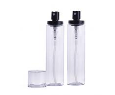 2 100 ml/Portweingläser transparent Kunststoff Flasche mit Schwarz Fein Mist Spritzen ätherisches Öl Parfüm Behälter für Gebrauch Zuhause und auf Reisen