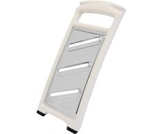 Fackelmann Gurkenhobel ARCADALINA, Reibe aus Edelstahl, Gemüsehobel mit drei extrascharfen Klingen (Farbe: Weiß/Silber), Menge: 1 Stück