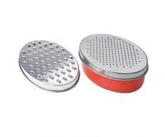 BESTONZON Multifunktionale Reibe Käsereibe Edelstahl Obst Gemüse Reibe Zester mit Vorratsbehälter (rot)