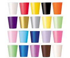 50 x Becher (rot, lila, grün, orange, rosa) Einwegbecher für Kaltgetränke und Heißgetränke aus Pappe umweltfreundlich, Hochzeit, Geburtstag, Kaffeebecher, Picknick, Garten, Party, Grillen