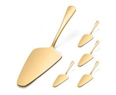 RayPard 5 Stück 22,6 cm Tortenmesser, Tortenheber, Kuchenheber Edelstahl rostfrei (Gold)