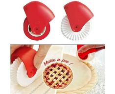 2 Stück Gebäckschneider und Kantendekorateur - 2019 Gitterroller Gitterwalze Torten Schneider,Pizza Schneider, Pizza Gebäck Gitter Schneider Gebäck Torten Dekorations Schneider Plastikrad Rolle (2PC)