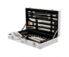 CampFeuer Profi Grillbesteck Set im Koffer I Aluminium Grillkoffer mit Edelstahl Besteck I Grillset mit viel BBQ Accessories (18-teilig)