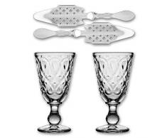 2X La Rochere Absinth Glas Lyonnais 230 ml + 2X Absinth Löffel Losanges 41
